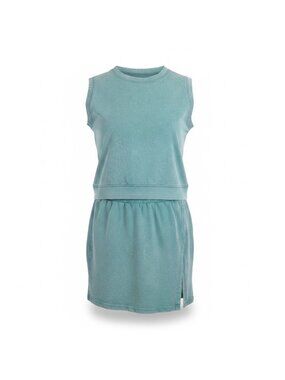 Sleeveless Cotton Top & Elastic Waist Shorts Set Women Teal Size L